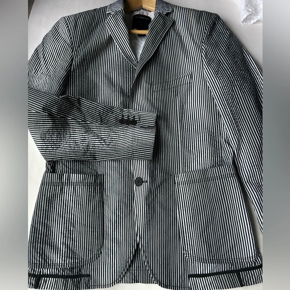 Roberto Cavalli cotton  Striped Blazer Us38 It48  Mediumm white blue